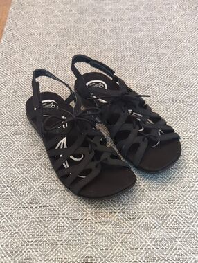 Abeo Brigita Women's Sz 10 Black Lace-Up Gladiator Whimisgoth Gorpcore Sandals